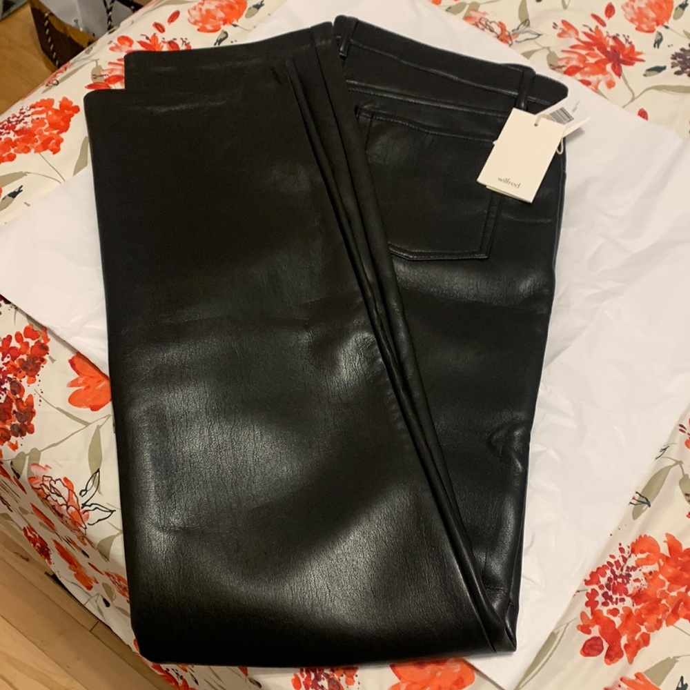 Aritzia Black Straight Leg Pants Sleek Faux Leather